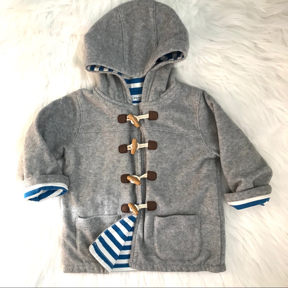 Mini Boden Toggle Grey Jacket w hood 18 - 24M EUC